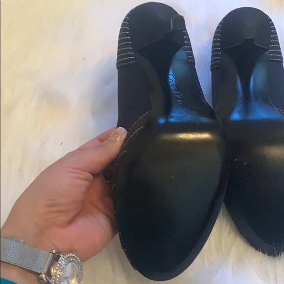 Calvin Klein black white stitching open toe heels - Picture 5 of 5